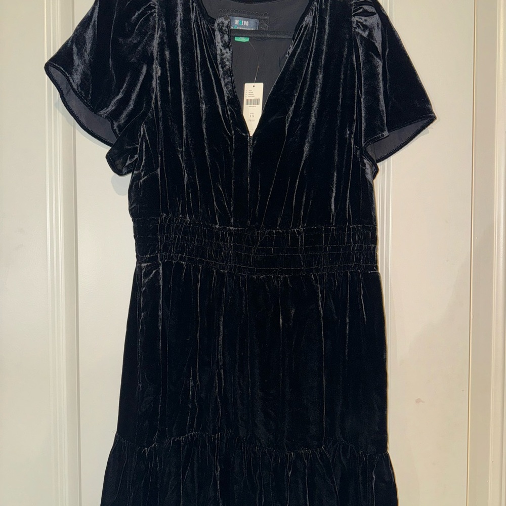 Anthropologie Black Velvet Mini Dress